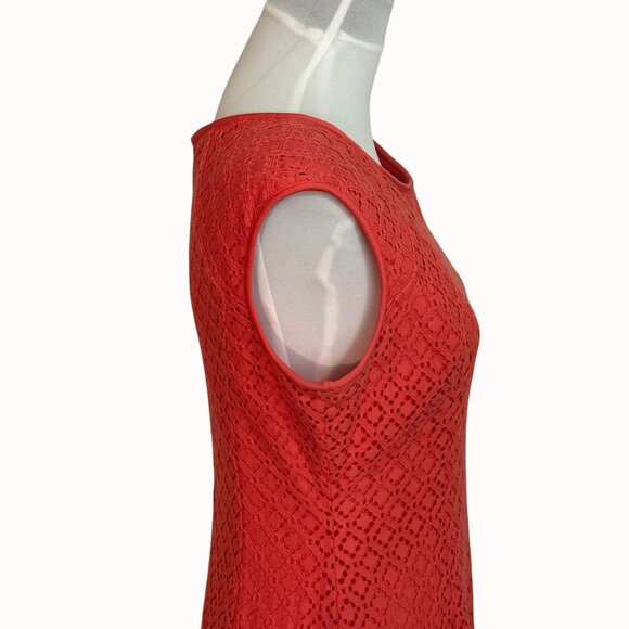 Jessica Howard Sleeveless Coral Dress Lace Overlay A Line Size 10 Cruise Fashion - Picture 16 of 16